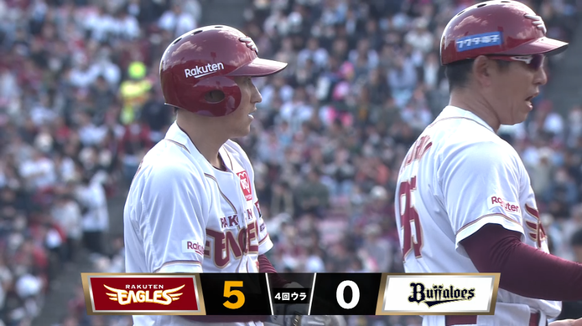 4回裏・E小深田大翔 繋がる犬鷲打線!! 一塁線を破るタイムリー3ベース!!