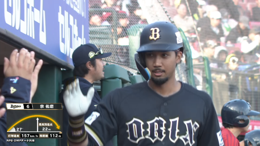 8回表・B宗佑磨 2者連続の一発!! ライトスタンドへのソロホームラン!!
