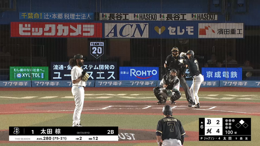 6回表・B太田椋 三塁線を破るタイムリー2ベース!!