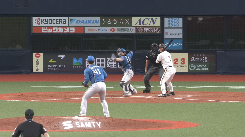 7回裏・F田宮裕涼 見事な送球で盗塁阻止