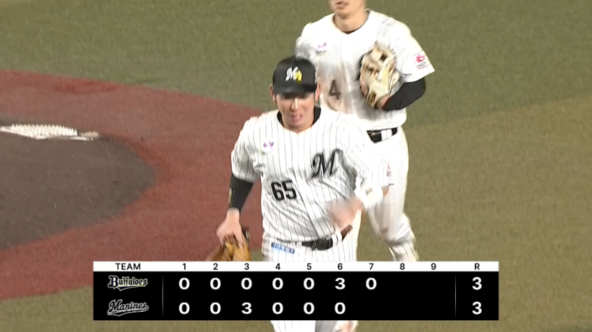 7回表・M寺地隆成 三遊間の打球をうまく捌いて勝ち越しを阻止!!