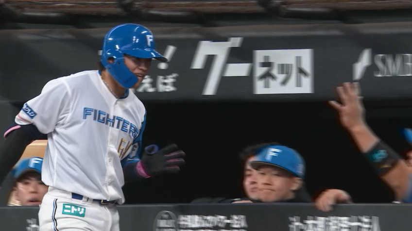 5回裏・F田宮裕涼 バスターエンドランで難しいボールを進塁打に!!