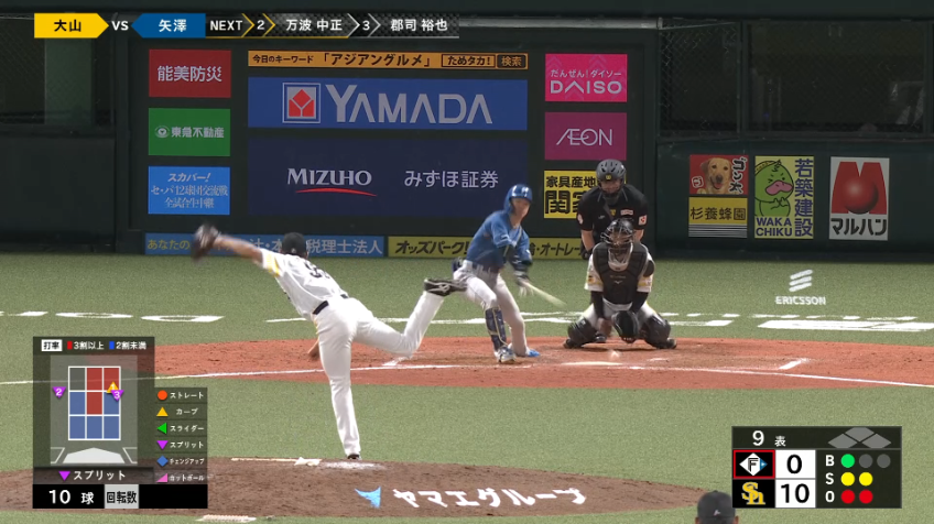 9回表・H大山凌 今季初登板!! 3者凡退で試合を締めくくる!!