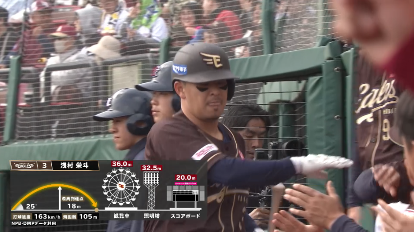 4回裏・E浅村栄斗 振り切った打球はレフトへのソロホームラン!!