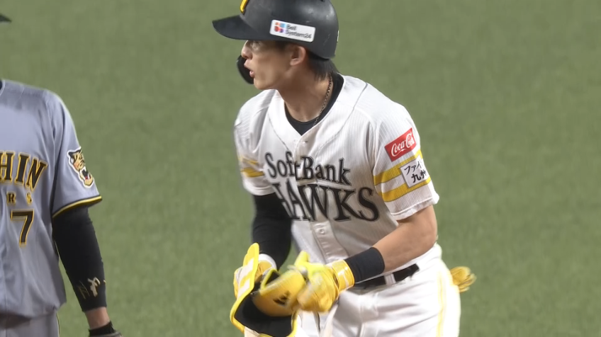 1回裏・H周東佑京 レフト線への2ベースヒット!!