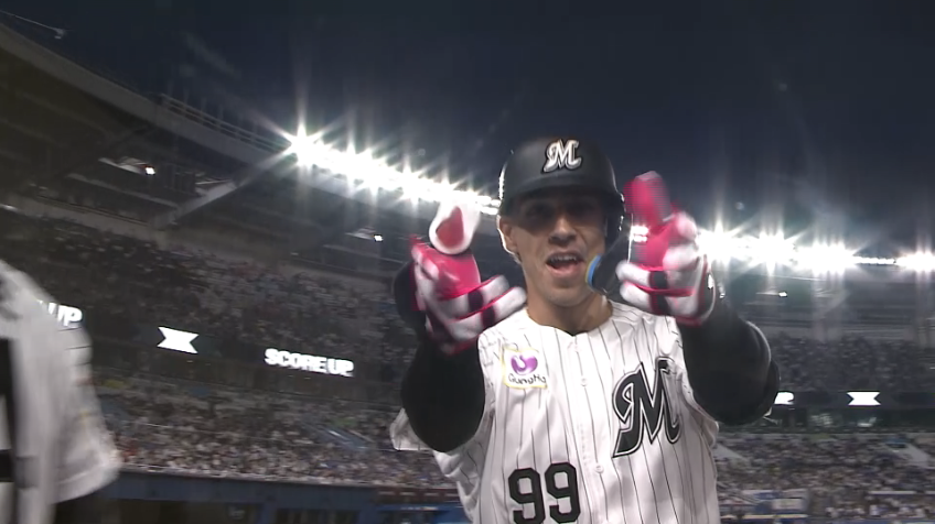 4回裏・Mソト 左中間へのソロホームランを放ち同点に追いつく!!