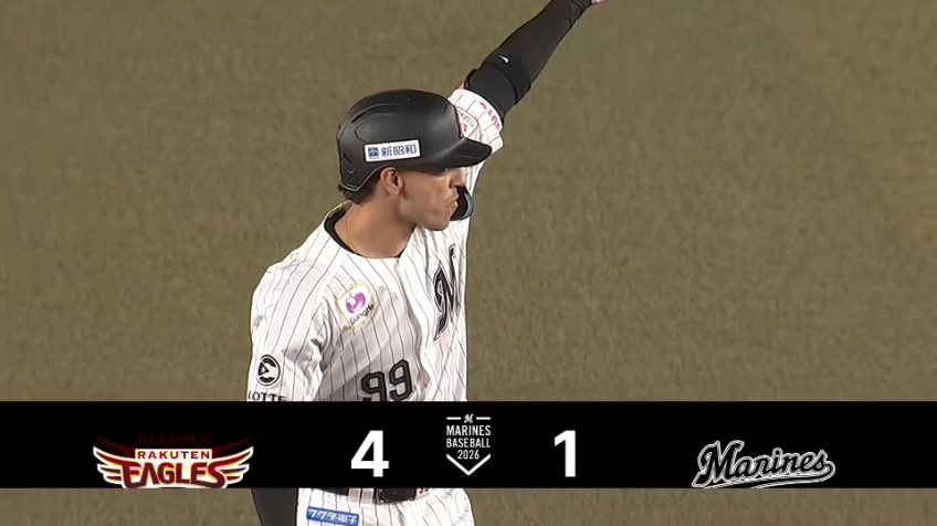 3回裏・Mソト 応援歌が鳴り響く中左中間へタイムリーヒット!!
