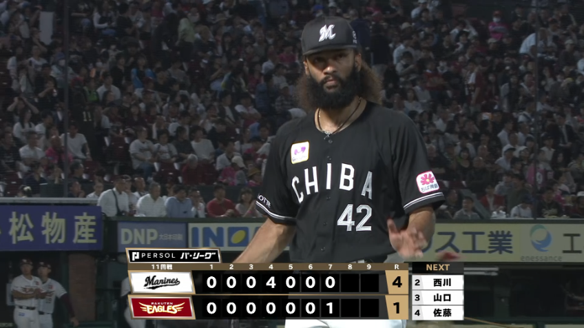 7回裏・Mジャクソン 7回103球1失点の好投でマウンドを降りる!!