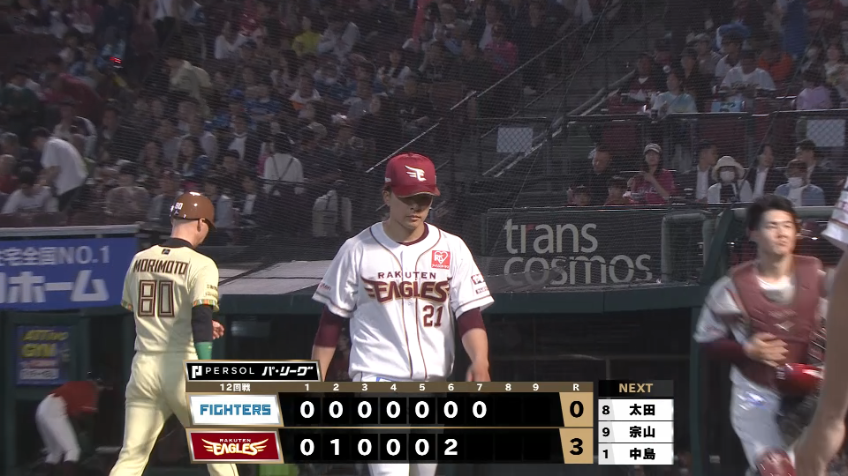 7回表・E早川隆久 最後は連続三振を奪いピンチを無失点で切り抜ける!!