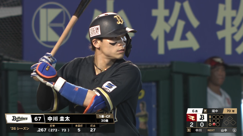 6回表・B中川圭太 速球を引っ張りソロホームラン!!