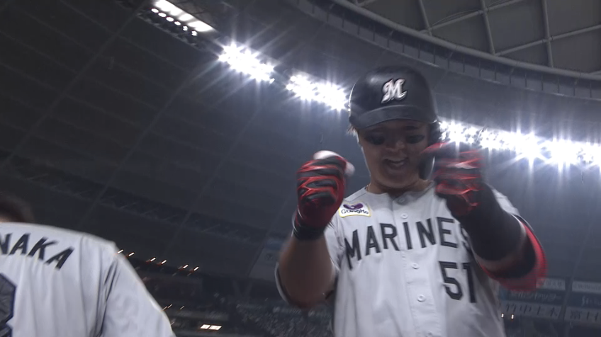 6回表・M山口航輝 ホームランを放ち同点に追いつく!!