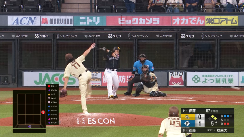 5回表・H近藤健介 すぐさま振り出しに戻す!! 三遊間を破るタイムリーで同点!!