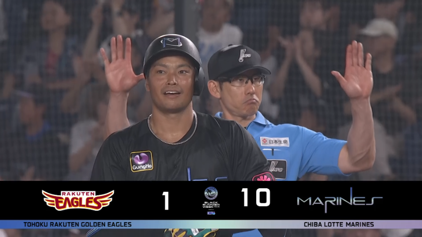 7回裏・M石垣勝海 今シーズン初ヒット!! レフトへのタイムリー!!
