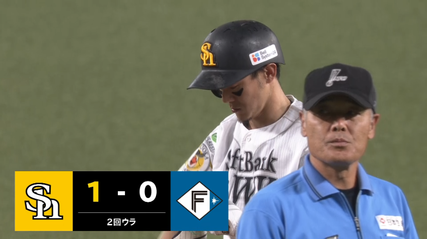 2回裏・H牧原大成 ライトへの先制タイムリー2ベース!!