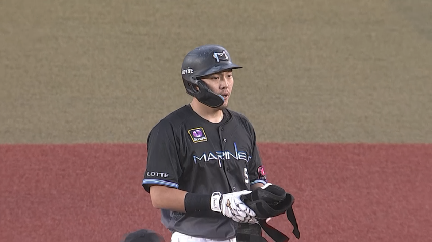 1回裏・M安田尚憲 打球は右中間!! 2点タイムリー2ベースで先制!!