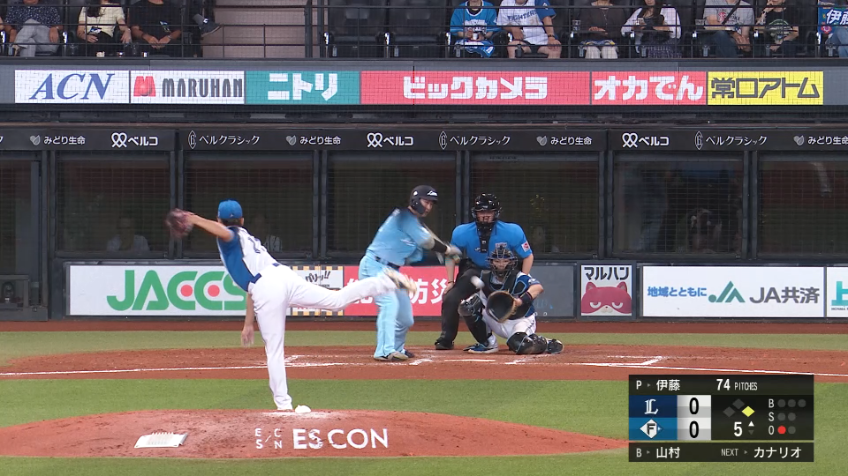 5回表・F伊藤大海 出塁を許すもダブルプレーを取る!!