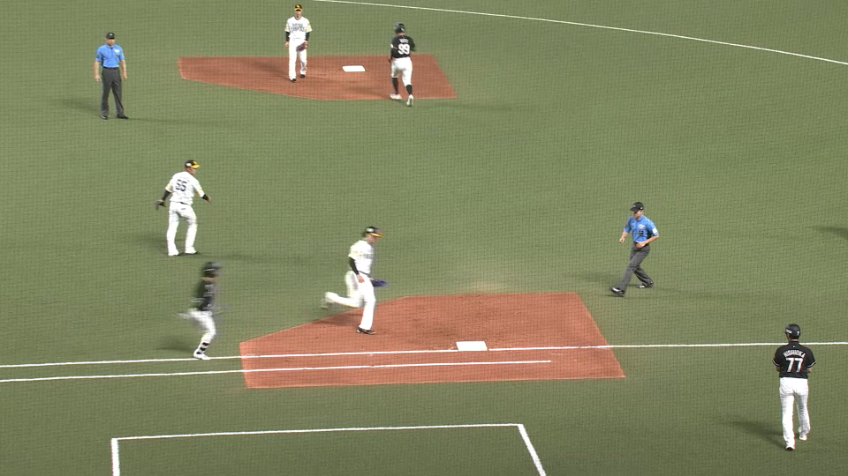 2回表・H上沢直之 すぐにベースカバーに入りアウトを取る!!