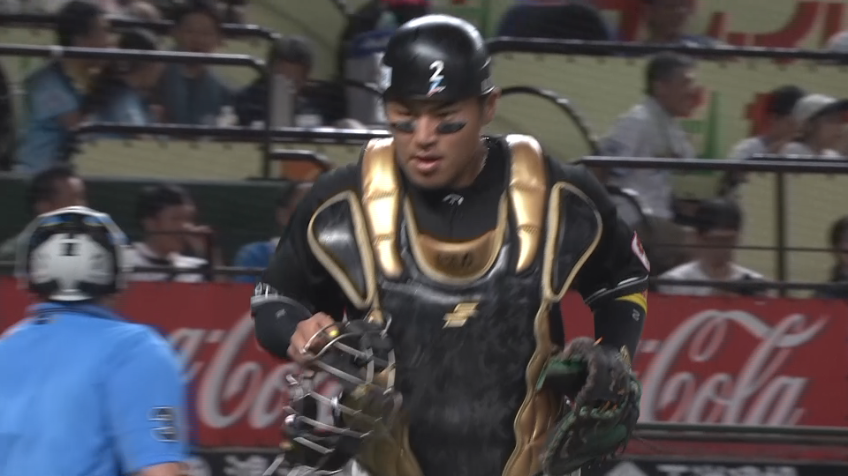 5回裏・M松川虎生 肩で魅せる!! ピンチの芽を摘む盗塁阻止!!