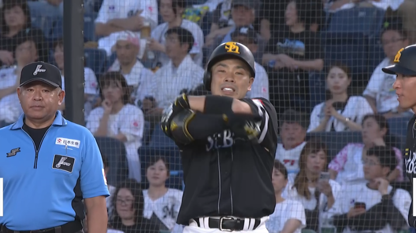 1回表・H近藤健介 センターへのタイムリーヒットで幸先良く先制!!