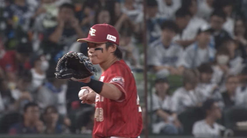 2回裏・E平良竜哉 三塁線深い打球をナイススローでアウト!!
