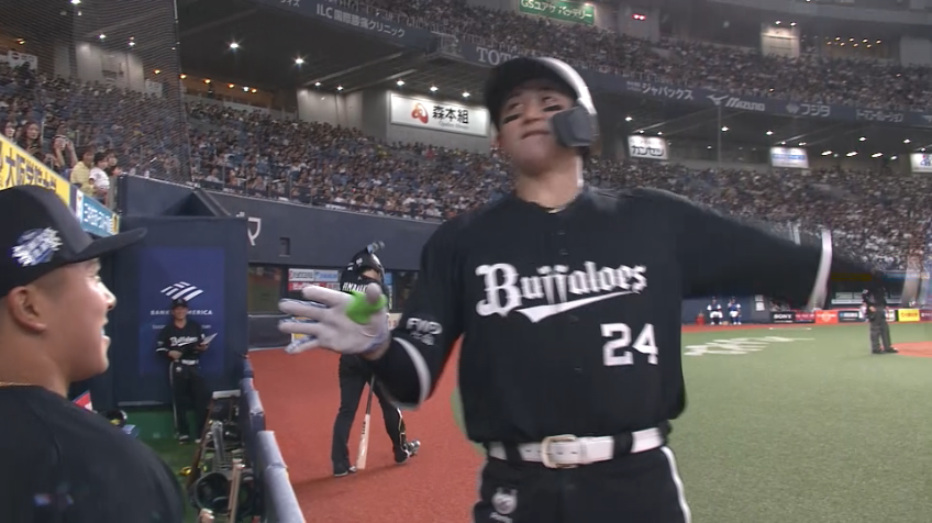 7回裏・B紅林弘太郎 低い弾道でそのままスタンドインで1点差!!