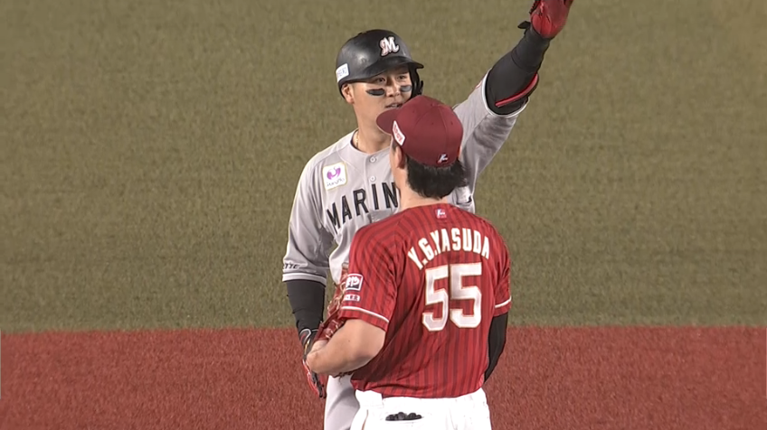 2回裏・M山口航輝 センターの頭上を越えるタイムリー2ベース!!