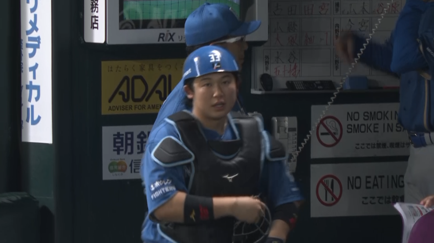 6回裏・F進藤勇也 素早い送球で見事な盗塁阻止!!