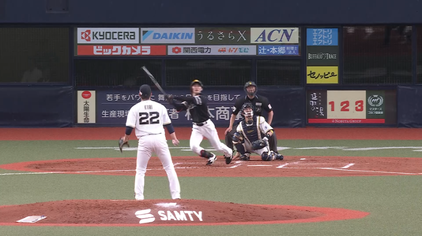 4回表・B九里亜蓮 ノーアウト一塁二塁のピンチを無失点に抑える!!