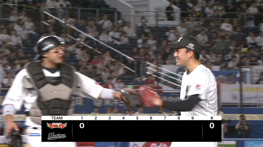 1回表・M石垣元気 プロ初奪三振はストレートで三振ゲッツー!!