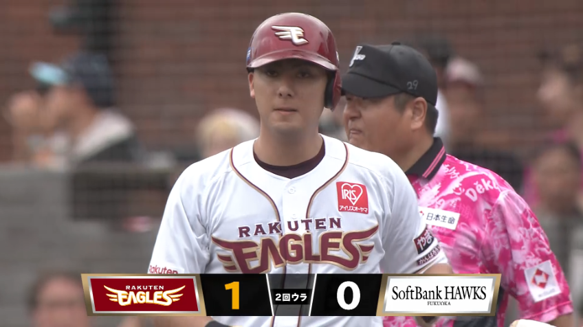 2回裏・E村林一輝 センターへの先制タイムリーヒット!!
