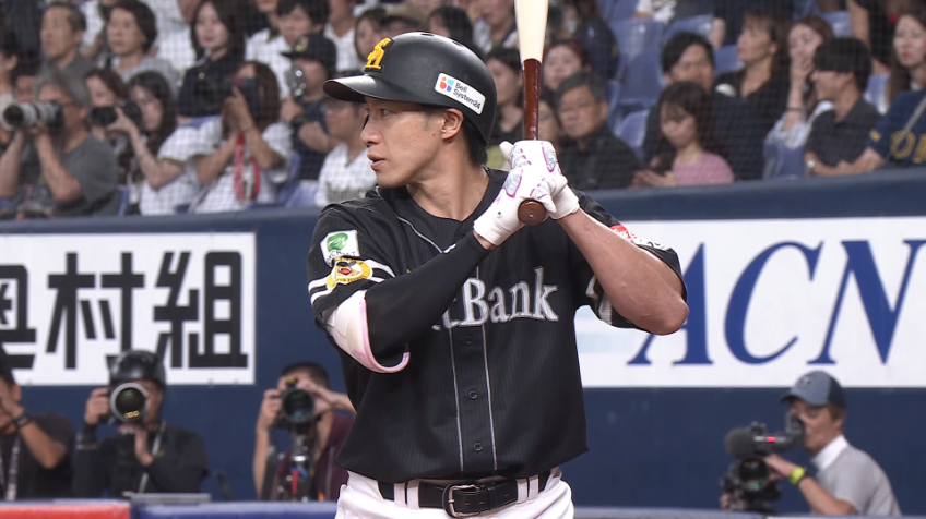 1回表・H柳田悠岐 センターへのタイムリーヒットを放ち先制!!