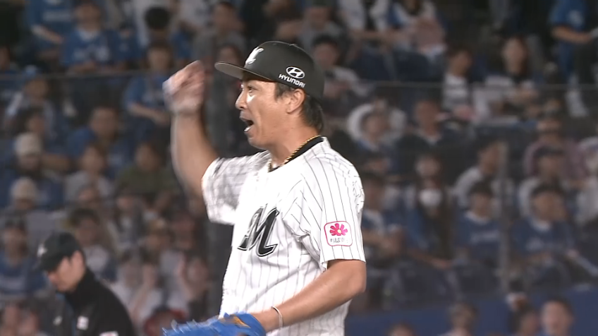 9回表・M益田直也 威力抜群の直球で3者連続三振を奪い試合を締める!!