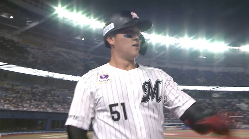 8回裏・M山口航輝 センターへの今季第34号ソロHR!!