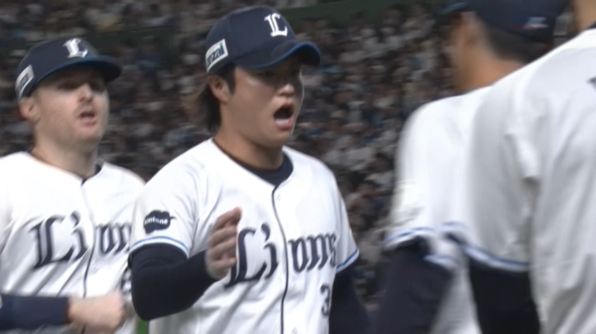 9回表・L甲斐野央 ピンチを招くも3球三振の気迫あふれる投球を見せる!!