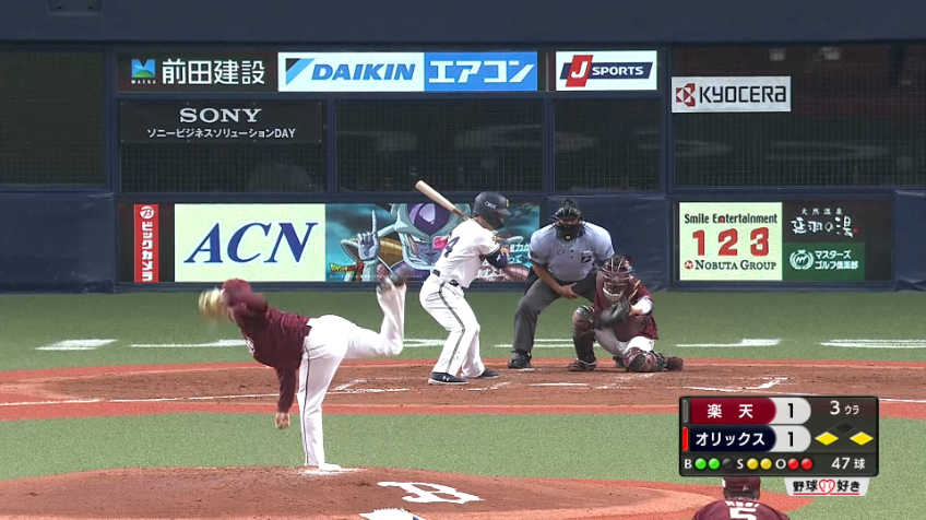 3回裏・E則本 勝ち越しのピンチを凌いだ！