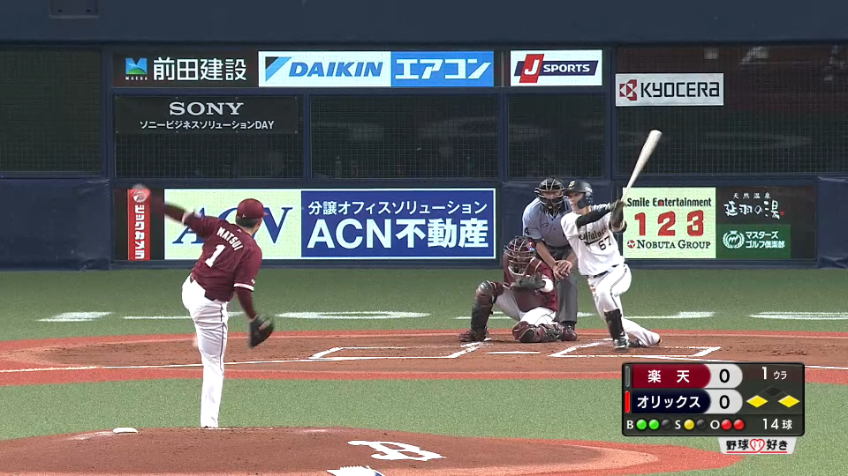 1回裏・B中川 ライト線へ先制のタイムリーヒット！