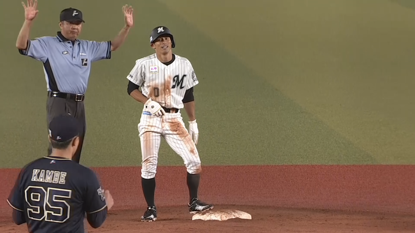 4回裏・M荻野貴 快足！本日２度目の盗塁成功！