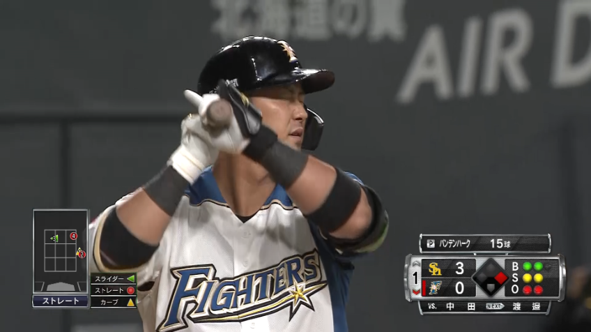 1回裏・F中田 レフトスタンドへ今季第6号の2ラン‼