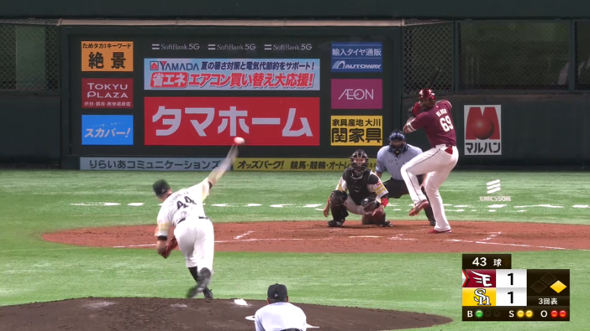 3回表・Hバンデンハーク 本日最速153キロの直球で見逃し三振を奪う！