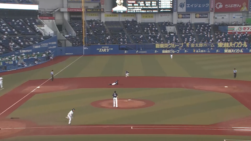 2回裏・L源田 拍手喝采！三遊間のゴロを軽快に処理する