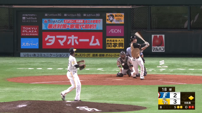 8回表・Hモイネロ 振り逃げも逃さず三球三振！