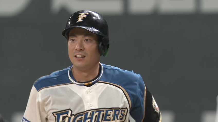 7回裏・F松本 1アウト1,3塁のチャンスでレフトへのタイムリーを放つ!! 勝ち越しに成功!!