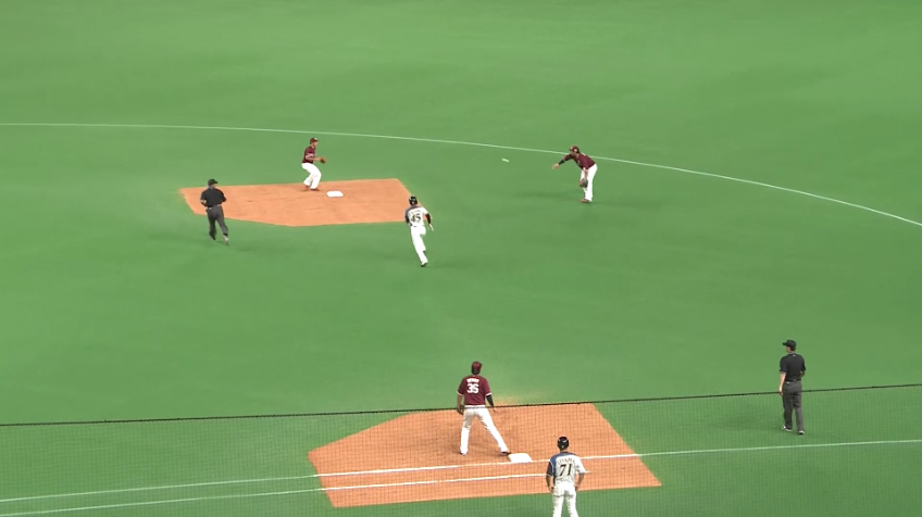 6回裏・E浅村 流れるようなプレーでゲッツーを完成させる!!