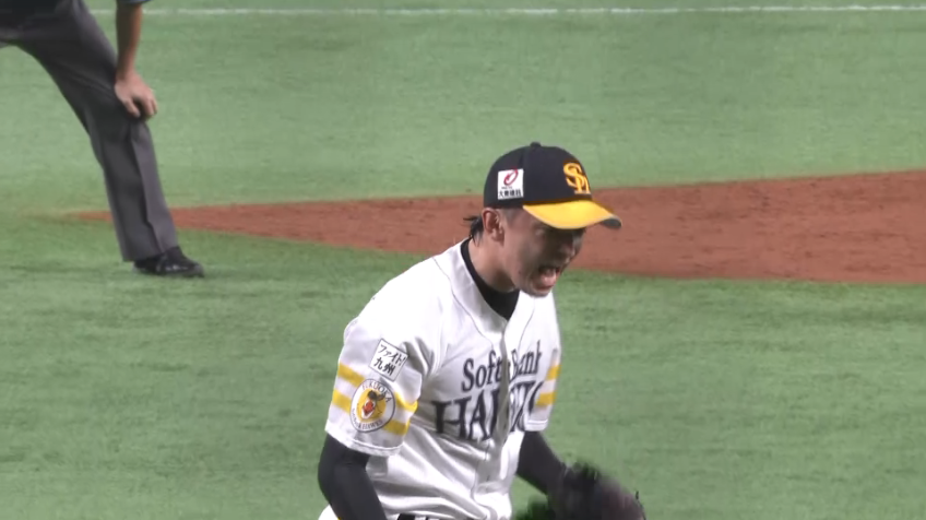 4回表・H東浜 ピンチを空振り三振で切り抜けH東浜が吠える！