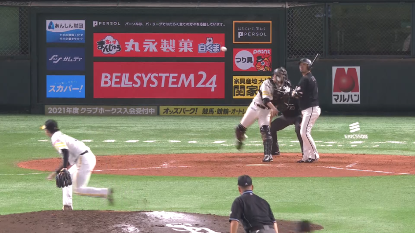 4回表・H甲斐 今度は甲斐キャノンがしっかり刺した！H甲斐の盗塁阻止！