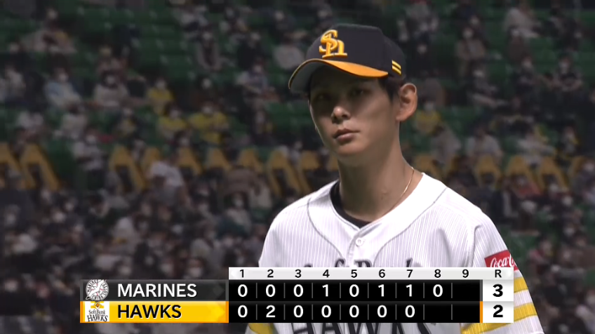 8回表・H泉 自ら招いた2アウト2,3塁のピンチを三振で無失点に抑える!!