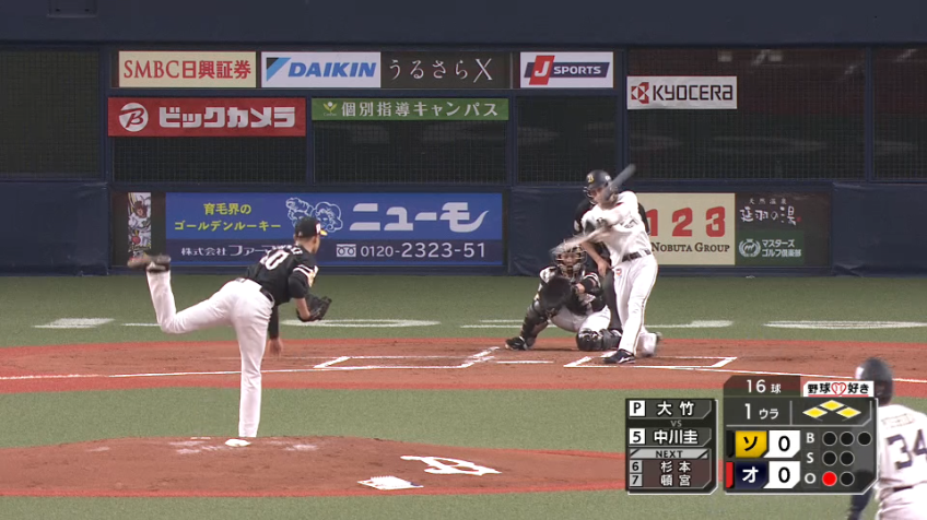 1回裏・B中川 フェンス直撃!! 先制の2点タイムリー2ベース!!