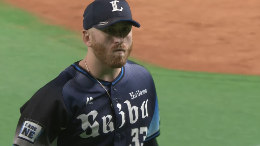 7回裏・Lギャレット 満塁のピンチを空振り三振で抑える!!