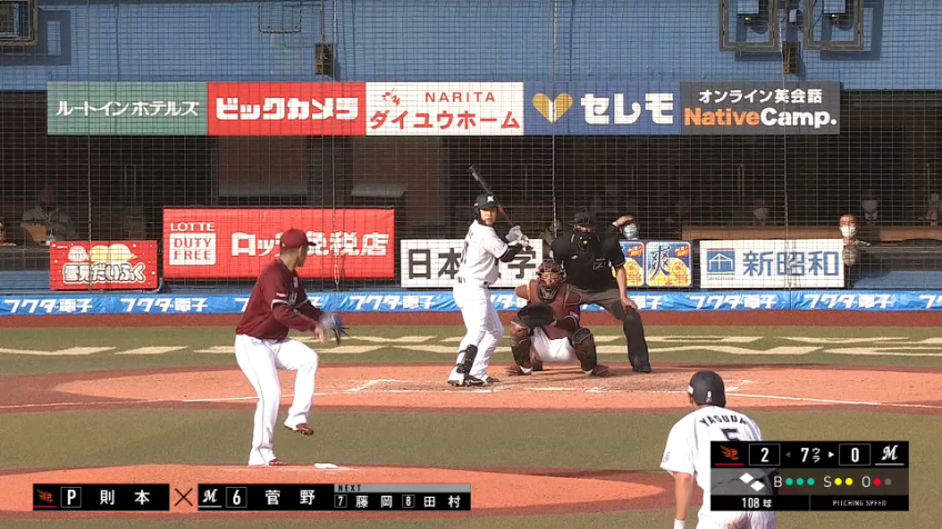 7回裏・M菅野 レフトへのタイムリー2ベースで1点差に詰め寄る!!