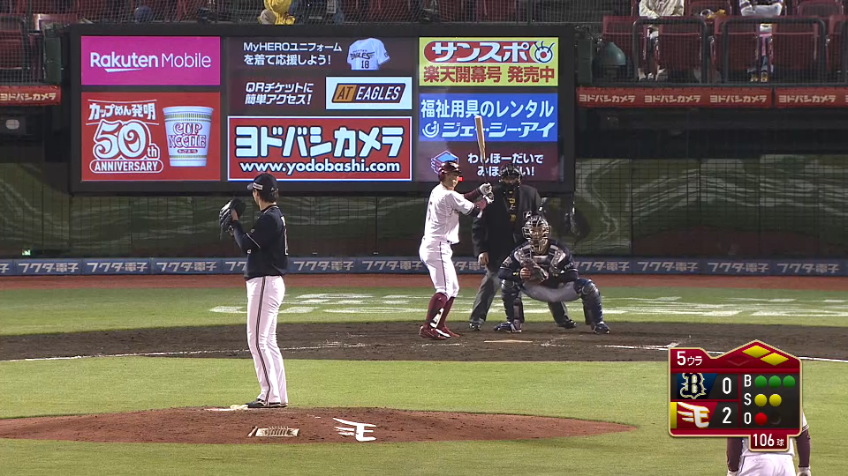 5回裏・B山崎福 空振り三振を奪い、ピンチを招くも無失点!!